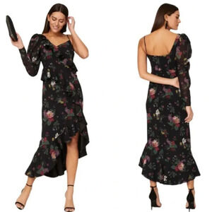 Amur Pasqualena One Shoulder Dress Floral Black 6